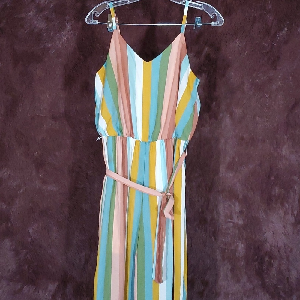 C Label Multicolored Stripe Cropped Romper